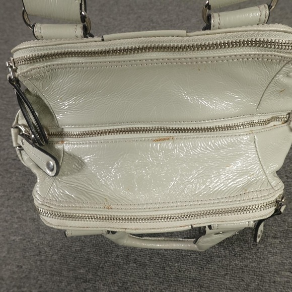 Hype Satchel Bag Womens Medium White Faux Leather Top Handle Zip Shoulder Bag - Picture 8 of 12